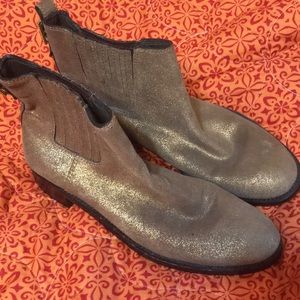 Tory Burch gold metallic ankle boots